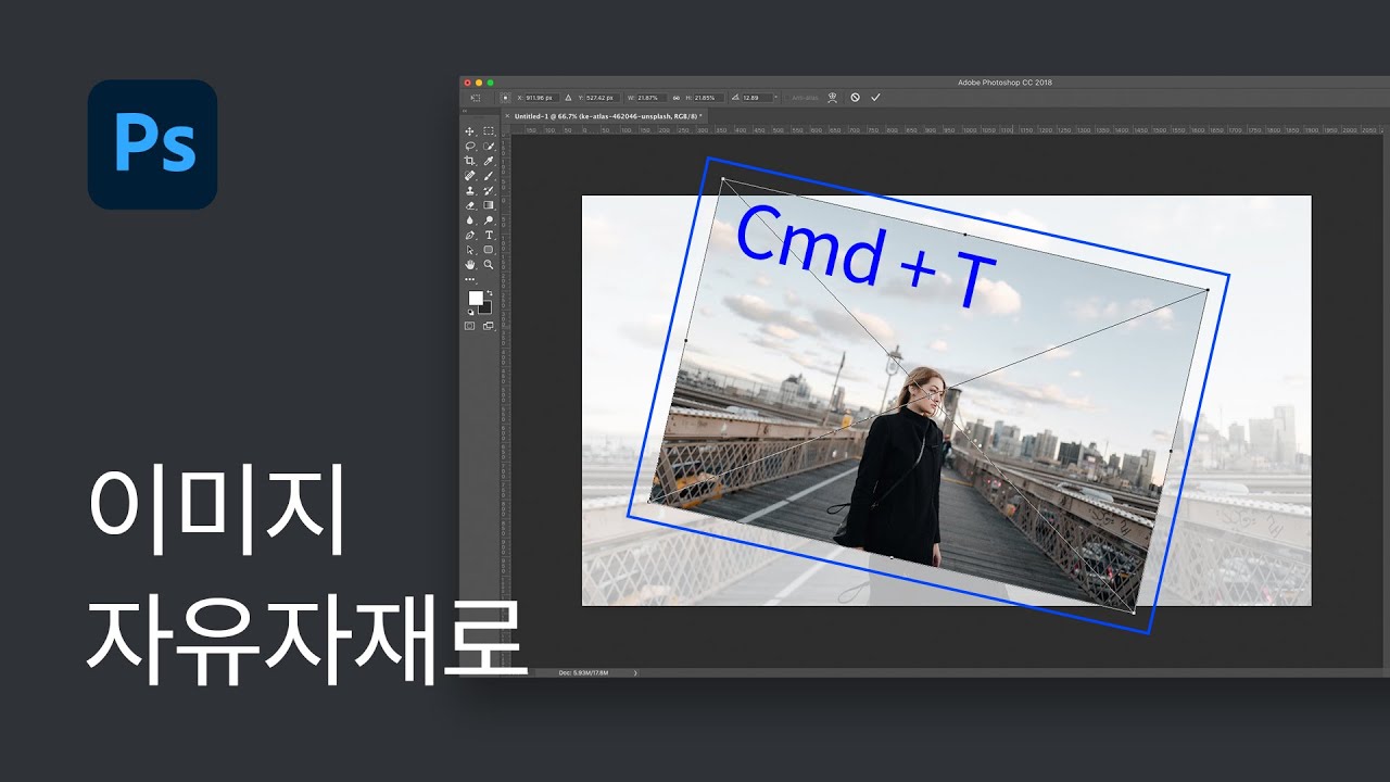#12 이미지 자유자재로 조절하기 (크기 조절, 회전, 반전, 투시, 비스듬히하기, 왜곡 등) - 포토샵 기초 강좌