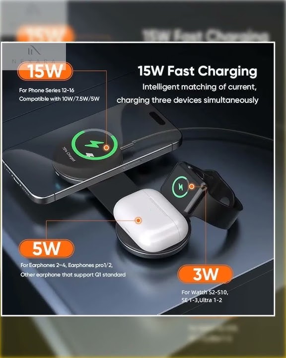 Travel 3-in-1 Portable Foldable Mini Wireless Charger Dock