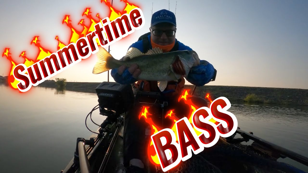 Summertime kayak bass fishing in Texas