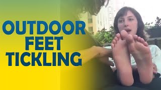 Outdoor Feet tickling #foot #tickly