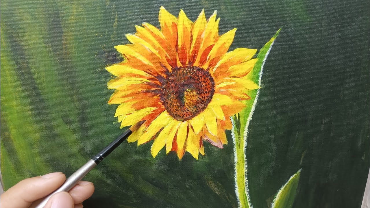beautiful sunflower acrylic painting, sunflower painting YouTube