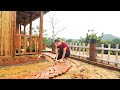 Arrange the bricks to make the road pour concrete roadalone build log cabin off grid