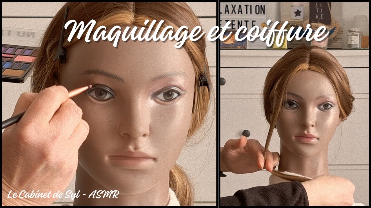 ASMR FR -  Maquillage et coiffure sur Lizzie (tête à coiffer) - chuchotement