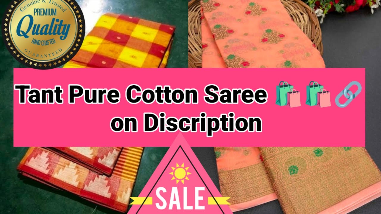 Tant Pure Cotton Saree 🛍️🛍️🔗 On Discription 