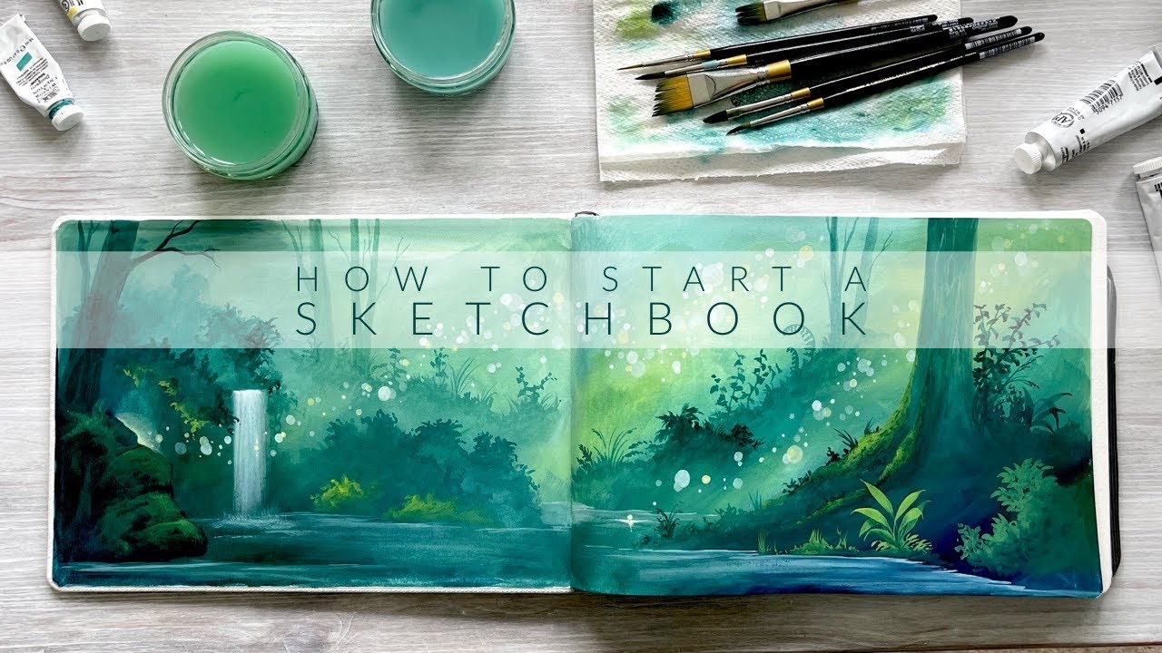 How to Start a New Sketchbook  Magical Gouache Landscape Tutorial 