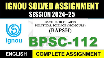 BPSC 112 Solved Assignment 2025-26 || bpsc-112 solved assignment in English || Jan 2025 to Dec 2025