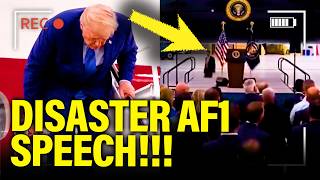 Trump gives DISASTER SPEECH to TINY CROWD…in AF1 HANGAR!!!