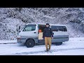 −1℃の山の中で冬のハイエース車中泊【VANLIFE】