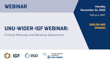 Webinar | UNU-WIDER-IGF: Critical Minerals and Revenue Generation