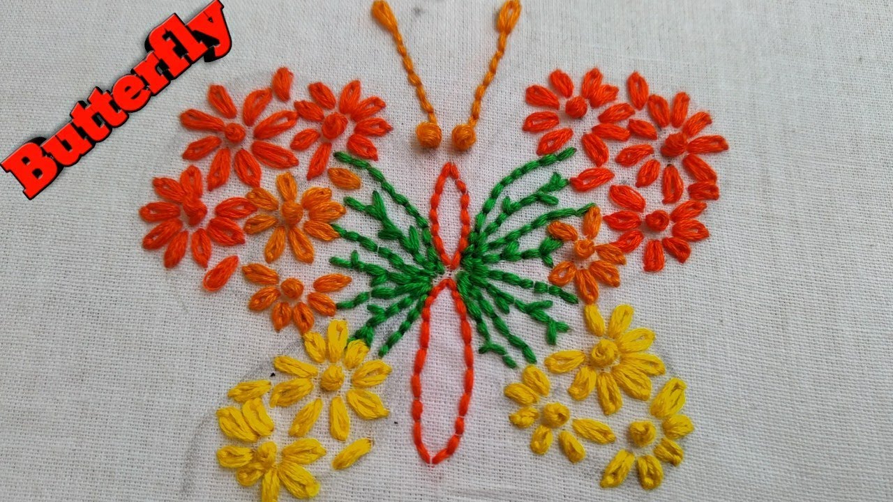 Easy hand embroidery with back stitch,French knot and lazy Daisy stitch