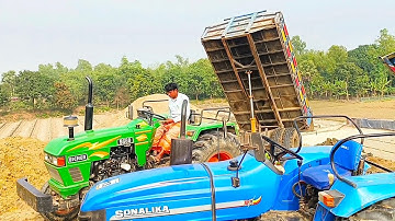 Eicher Tractor Soil Unloading Video Hydraulic Facilities Of Tractor ! Digital Dump System Of Tractor