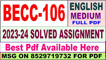 becc 106 solved assignment 2023-24 || becc 106 solved assignment 2024 in English || ignou becc 106