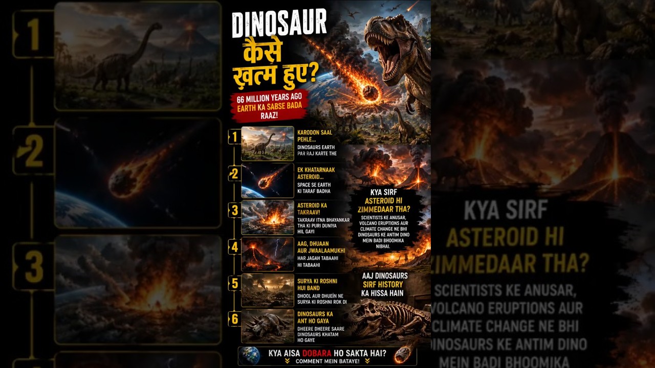 Dinosaurs Kaise Khatam Hue? ☄️🦖 | Dinosaur Extinction Explained in Hindi @GRStudyPoint-y1f