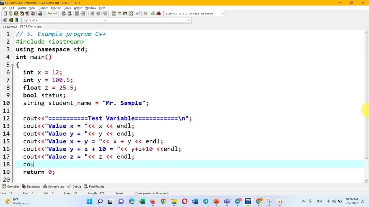 ការប្រើប្រាស់ Variable ក្នុងភាសា C/C++ (Declare variable and assign it ...