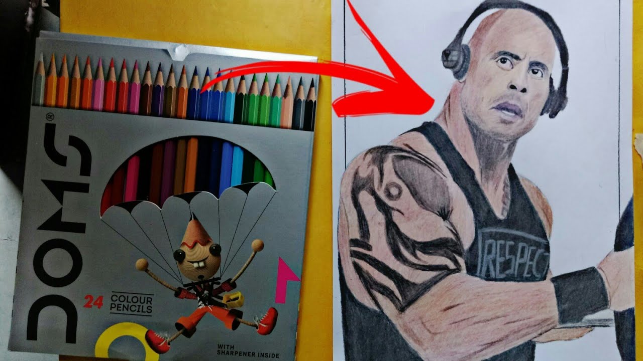 Doms colour pencil review [The Rock Drawing] YouTube