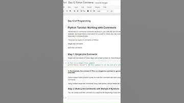 Python Comments | 100 Days of Python Programming | Day-12 part2