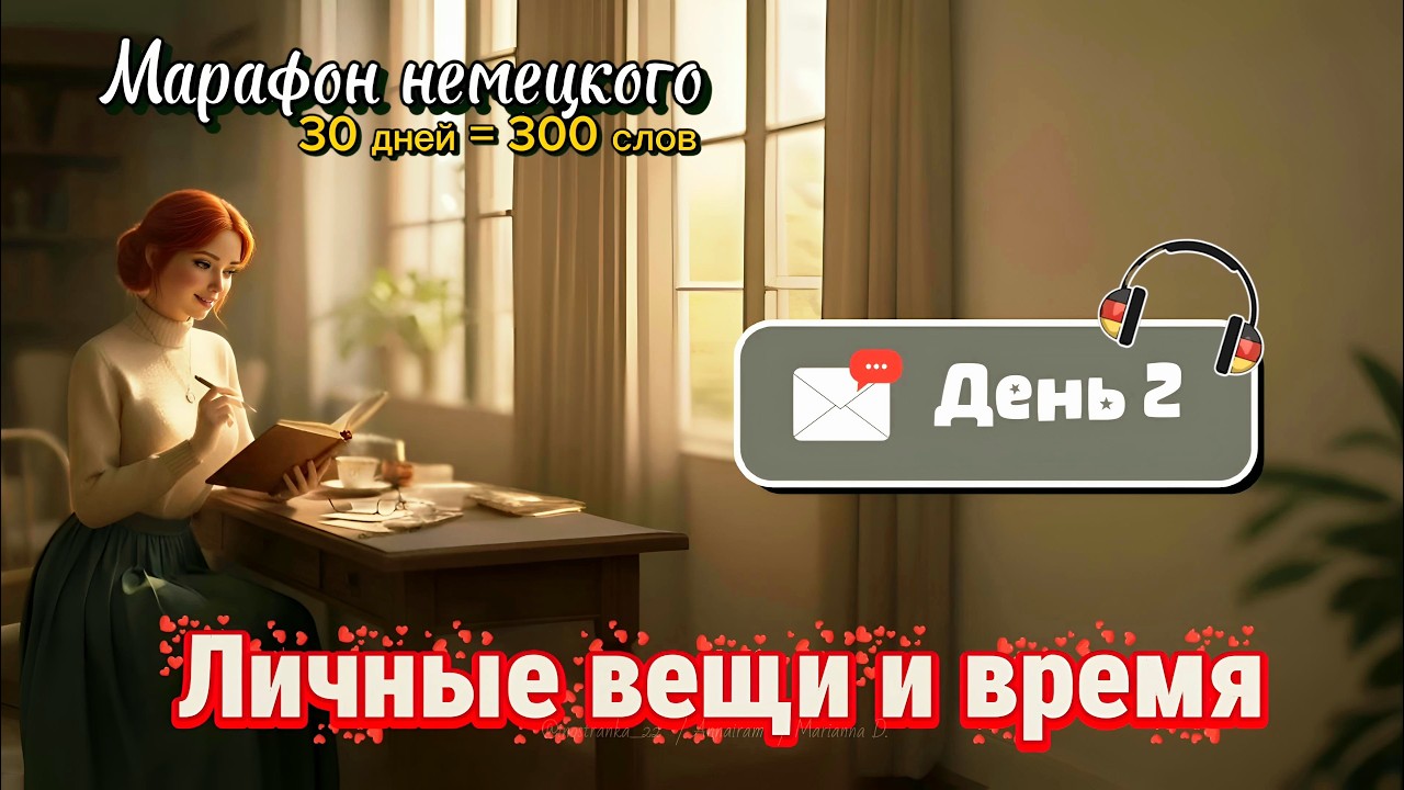 2 день. МАРАФОН: 30 дней = 300 слов. Личные вещи и время. | Просто и понятно! | Lernen Deutsch 2026