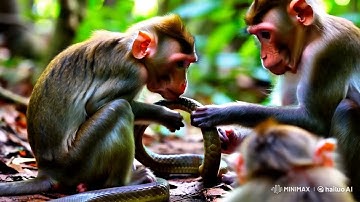 Monkey play with snakes 🐍