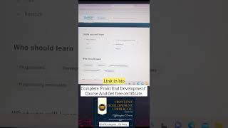 Front End Development Free Course With Certification | Link in Description shorts recruitment hr