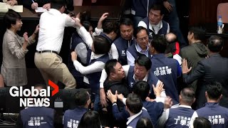 Taiwan Lawmakers Brawl In Parliament Over Chamber Reforms Dispute