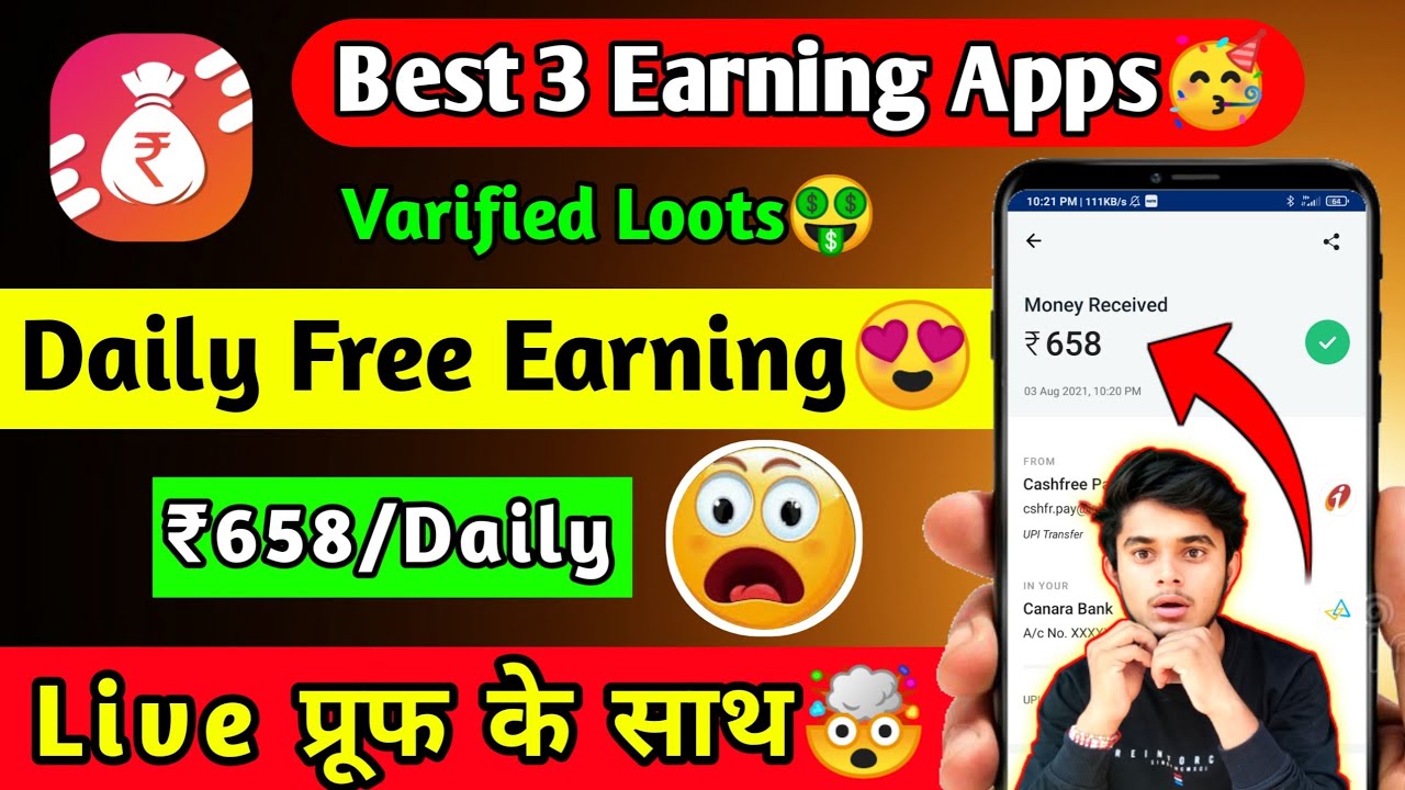 🤑Best 3 Earning Apps New Earning App 2021 Best Online Money
