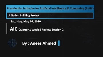 AIC Q1 Week 5 Review Session 2, Python Programming by Anees Ahmed Saturday at 04:00