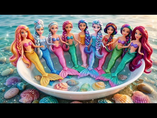 ASMR Most Popular Disney Princess Dolls / lots of colorful rainbow