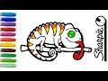 How to draw a chameleon easy for your baby. Coloring with markers.