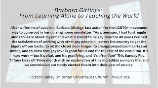 Barbara Gittings: From Learning Alone to Teaching the World: June 8, 2025