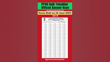 PPSC Naib Tehsildar Official Answer Keys 2023 #ytshorts #shorts #punjab #ppsc
