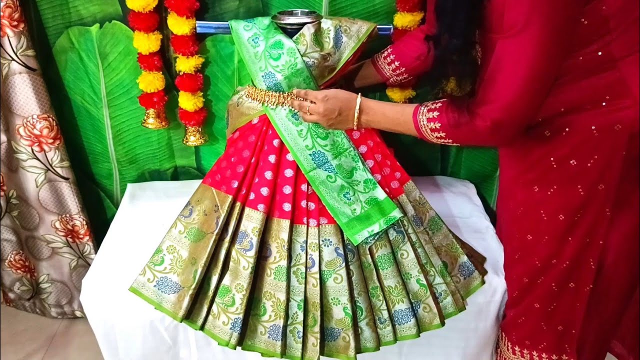 Quick and Easy Varamahalakshmi Saree Draping 🪷 How to Drape Saree for Varamahalakshmi#trending#viral