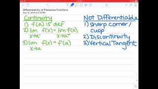 Differentiability of Piecewise Functions