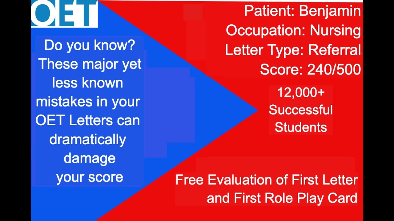 WORD BY WORD OET LETTER CORRECTION FEEDBACK AND SCORE FOR BENJAMIN S 