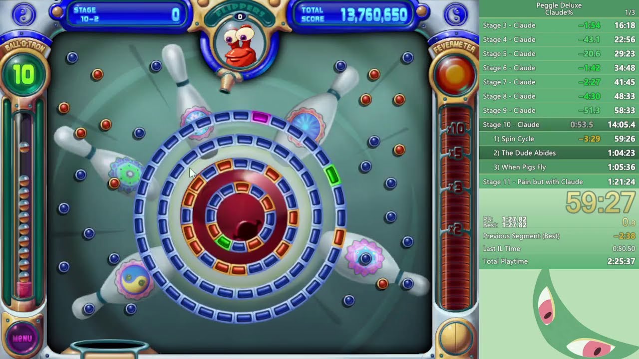 Peggle Deluxe: Claude% Speedrun in 1:14:12 [Former PB] - YouTube