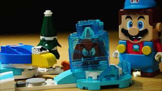 「ice mario suit and Frozen World」LEGO Super Mario stop motion anime !「アイスマリオ パワーアップ と ペンタロー チャレンジ 」