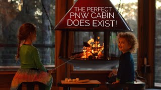 Incredible PNW cabin on stilts and it’s suspended fireplace! #IndoorS’mores!
