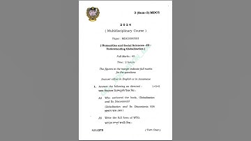 FYUGP BA 3rd Sem (Multi Disciplinary Course)MDC0300503 Question paper2024 Guwahati University#shorts