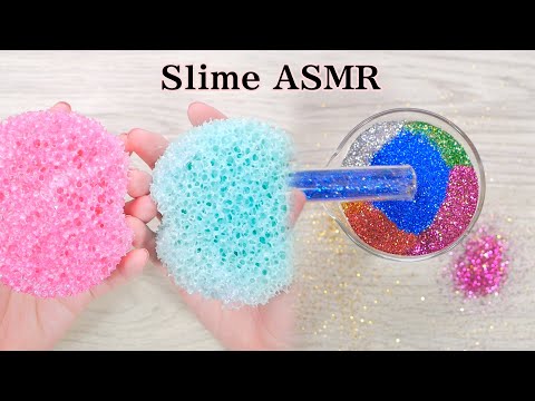 ASMR Sponge Slime ＆ Glitter slime （NO Talking） ☆ パチパチスポンジスライムとキラキラグリッタースライム｜ASMR Sora