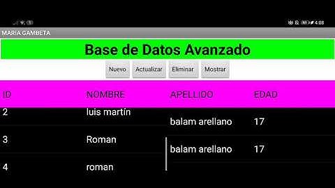 BASE DE DATOS(APP INVENTOR)