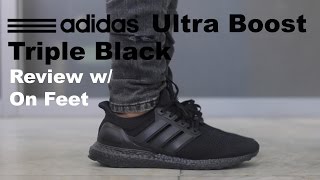 ultra boost triple black 4.0 on feet