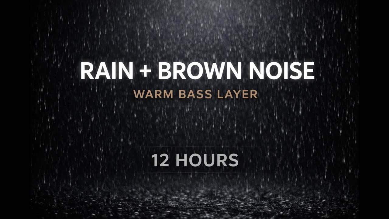 Black Screen Rain + Brown Noise (Balanced) | Warm Bass • Sleep (11:59:30)