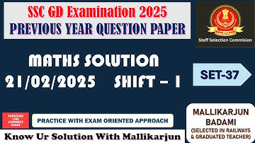 SSC GD MATHS 2025 IN KANNADA | 21-02-2025-1st shift| SSC | RRB | KPSC |  Class by Mallikarjun Sir