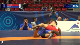 Repechage FW - 44 kg: D. TOMAR (IND) df. S. WANG (TPE) by FALL, 4-3