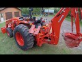 Kubota L4701 Tractor/BH92 Backhoe Review While Cleaning Up The Triple Oak Tree