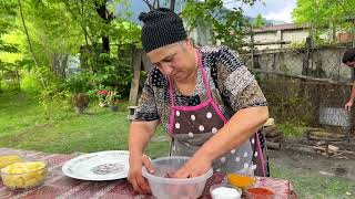 05GRANDMA HARVESTING FRESH PLUMS | RURAL COW MEAL MEAT | HAZELNUT HALVA AND BAKLAVA RECIPE