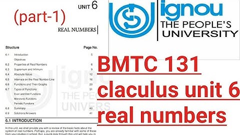 (V-30)Ignou bscg mathematics bmtc 131 calculus unit -6 real numbers #supremum #infimum #upper bound