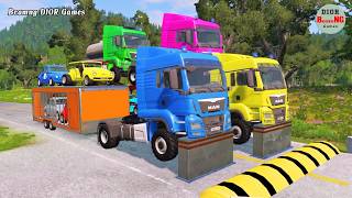 Double Flatbed Trailer Truck vs speed bumps|Busses vs speed bumps|Beamng Drive|1450 screenshot 2
