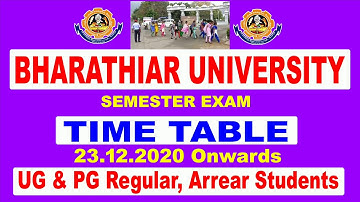 Bharathiar University Semester Examination Time Table released for UG and PG Students