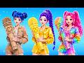 段ボール vs ゴールド vs レインボーHuntrix🌈 ワンカラーメイクオーバーチャレンジ✨ K-POP DEMON HUNTERS 💖