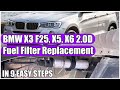 BMW X3 F25, X5, X6 2.0D (2014-2017) Fuel Filter Replacement / Removal (change) in 9 easy steps